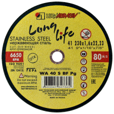 Купить Круг отрезной 41 230*1,6*22,2 long life нерж